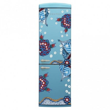 Vestel x Aslı Filinta Retro NFK37211 Düş Mavisi Çini Buzdolabı