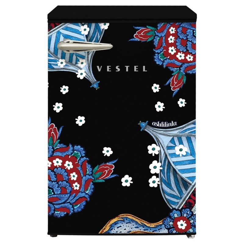 Vestel x Aslı Filinta Retro SB14511 Siyah Çini Buzdolabı