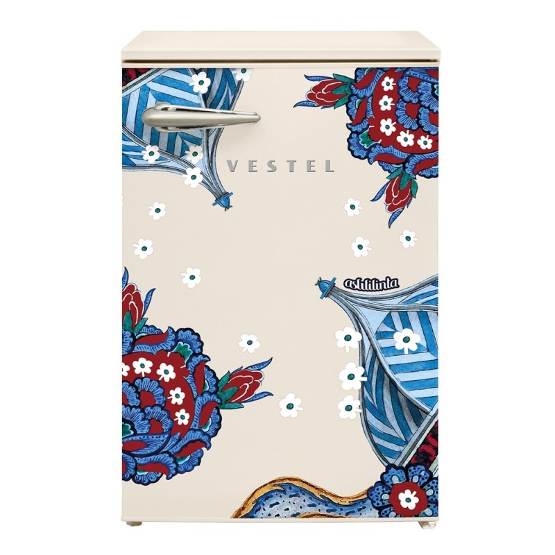 Vestel x Aslı Filinta Retro SB14611 Bej Çini Buzdolabı