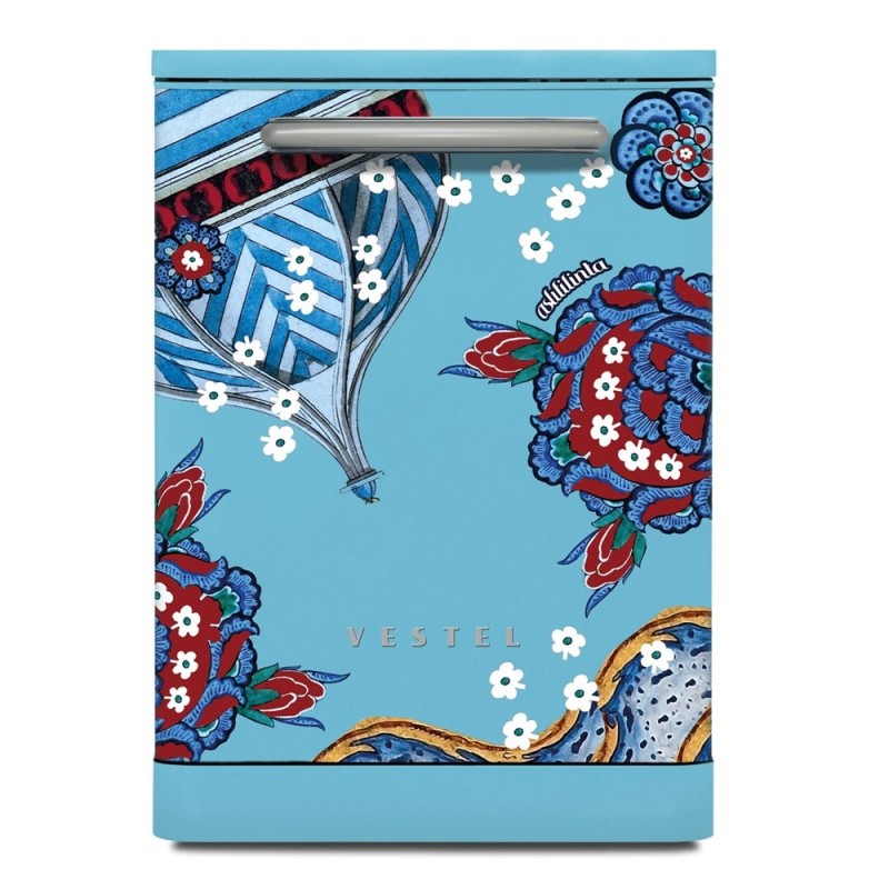 Vestel x Aslı Filinta BM 5001 Retro Düş Mavisi Çini Bulaşık Makinesi