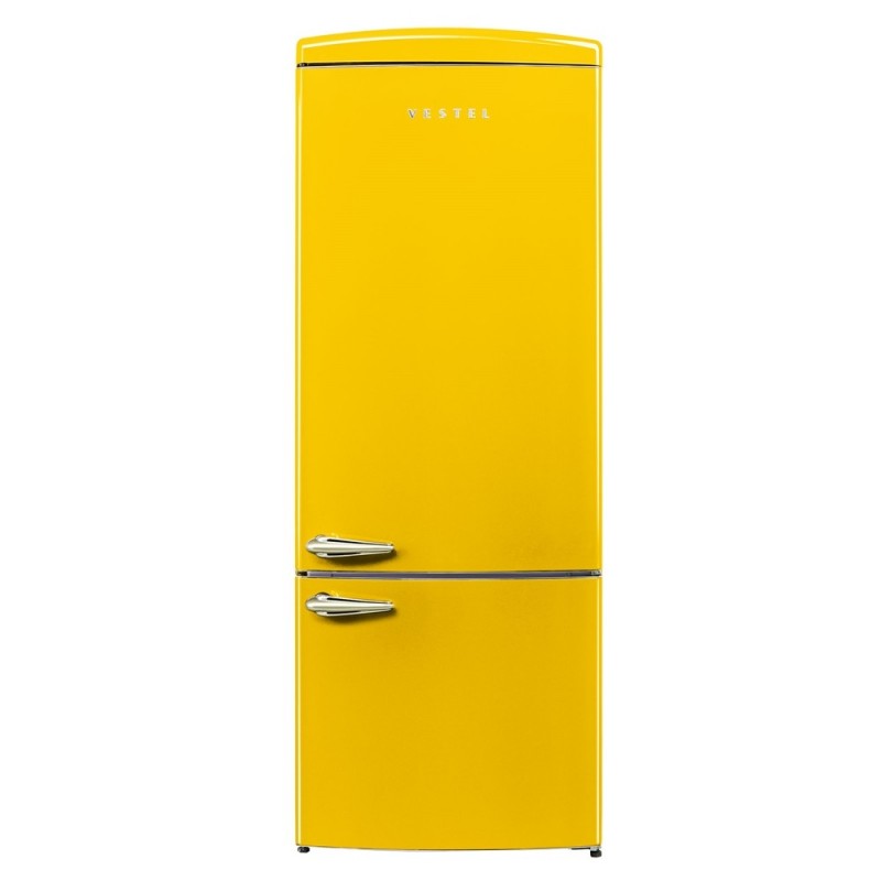 Vestel Retro Nfk52111 Yellow No-Frost Refrigerator