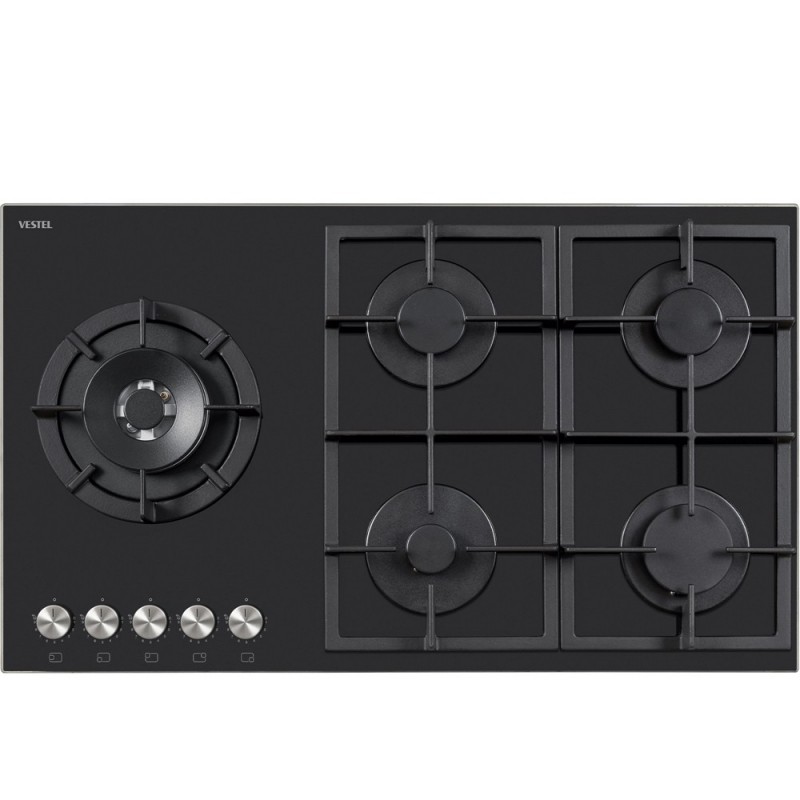 Vestel AO-91159 S DG-W 90 cm 5 Gözü Gazlı (1 Gözü Wok'lu) Ankastre Ocak