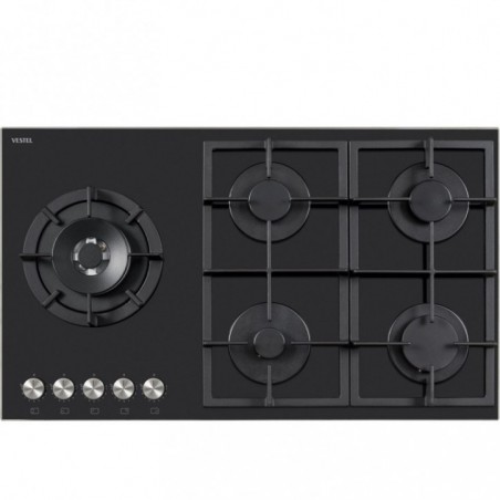 Vestel AO-91159 S DG-W 90 cm 5 Gözü Gazlı (1 Gözü Wok'lu) Ankastre Ocak