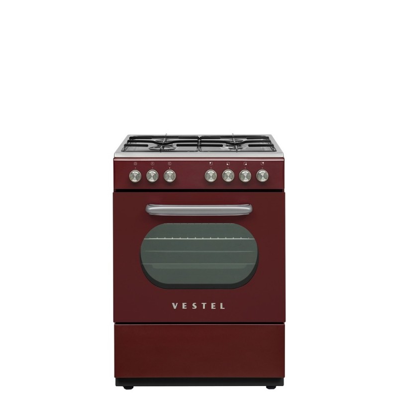 Vestel Retro SF 84011 DG Bordo 4 Gözü Gazlı A Enerji Sınıfı Solo Fırın