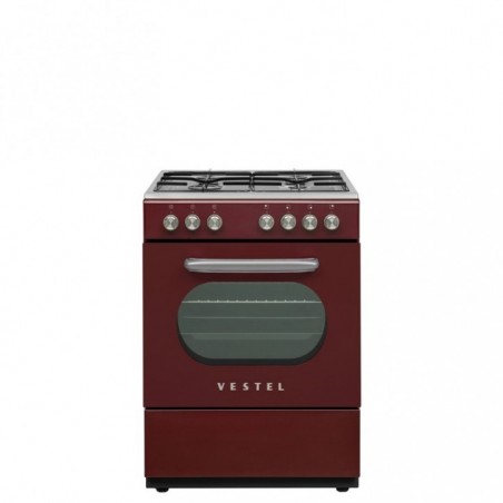 Vestel Retro SF 84011 DG Bordo 4 Gözü Gazlı A Enerji Sınıfı Solo Fırın