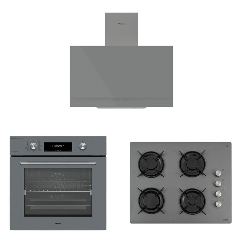 Vestel Eğik Gri Buharlı Set