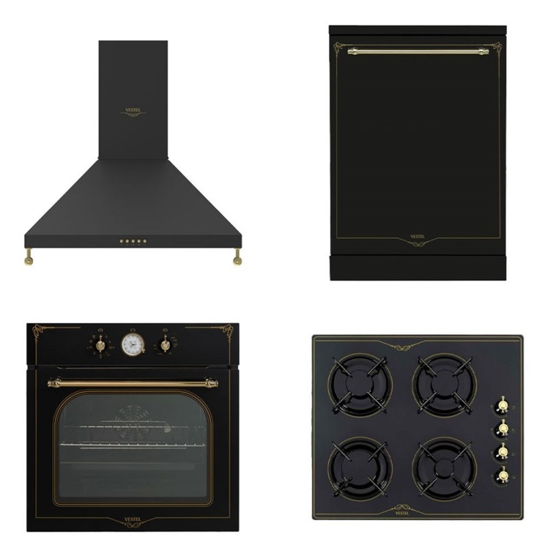 Vestel 4'lü Siyah Rustik Set