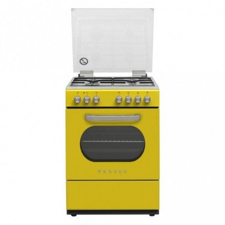 Vestel SF 8400 DG Retro Yellow 4-Burner Gas Retro Yellow Solo Oven