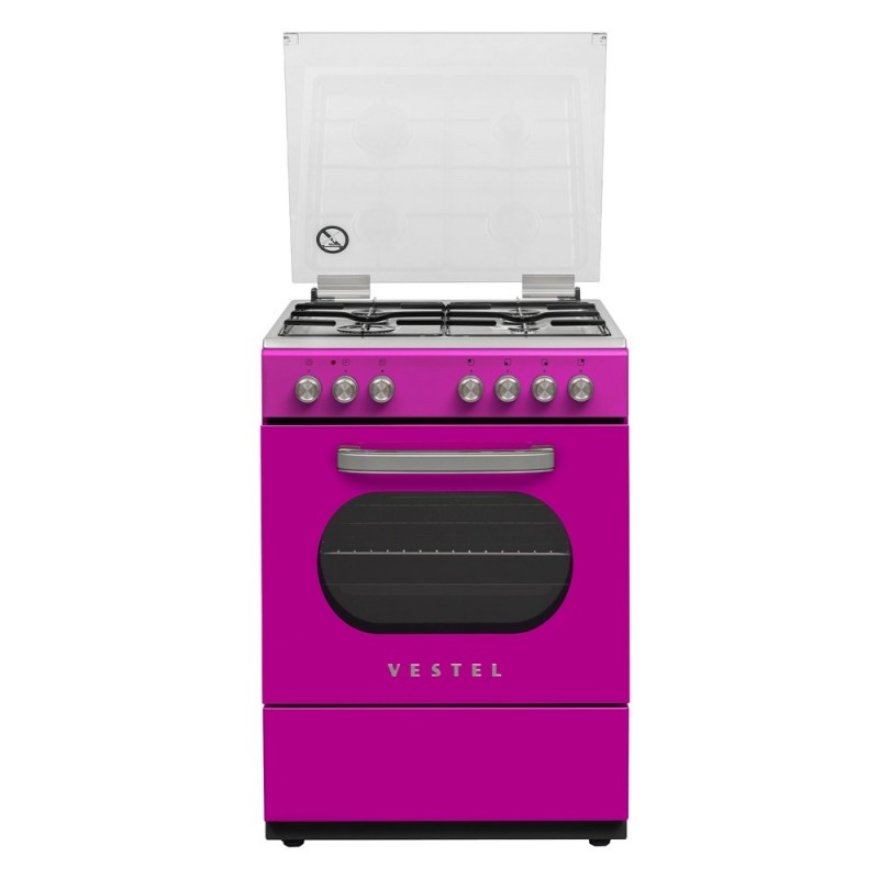 Vestel SF 8400 DG Retro Pink 4-Burner Gas Retro Pink Solo Oven