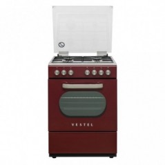 Vestel SF 8400 DG Retro Claret Red 4-Burner Gas Retro Burgundy Solo Oven