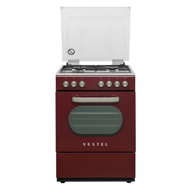 Vestel SF 8400 DG Retro Bordo 4 Gözü Gazlı Retro Bordo Solo Fırın