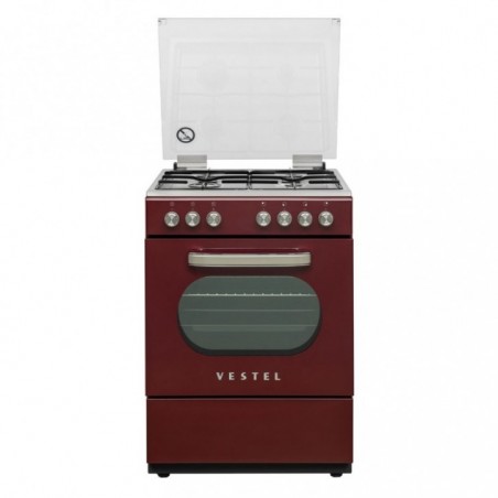 Vestel SF 8400 DG Retro Claret Red 4-Burner Gas Retro Burgundy Solo Oven