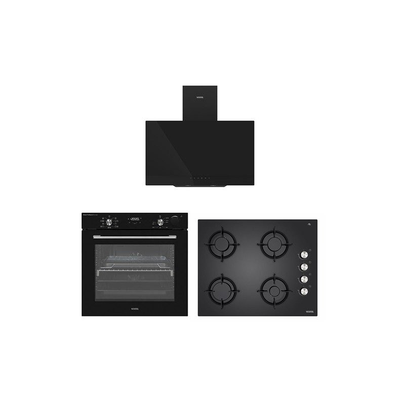 Eğik Siyah Buharlı Lightfry Set