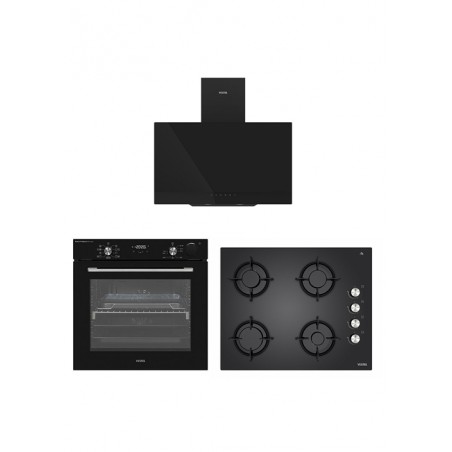 Eğik Siyah Buharlı Lightfry Set